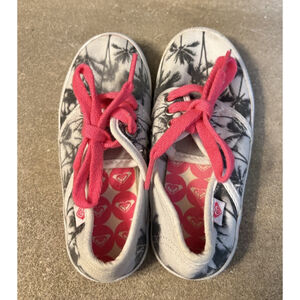 Roxy Girl SZ 11 Hermosa Sneakers Canvas Worn 1x Lace Up Printed Hot Pink Strings